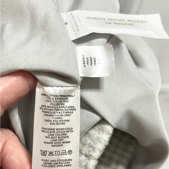 Ann Taylor Wool Coat Peacoat Gray Houndstooth L Large - Picture 7 of 7